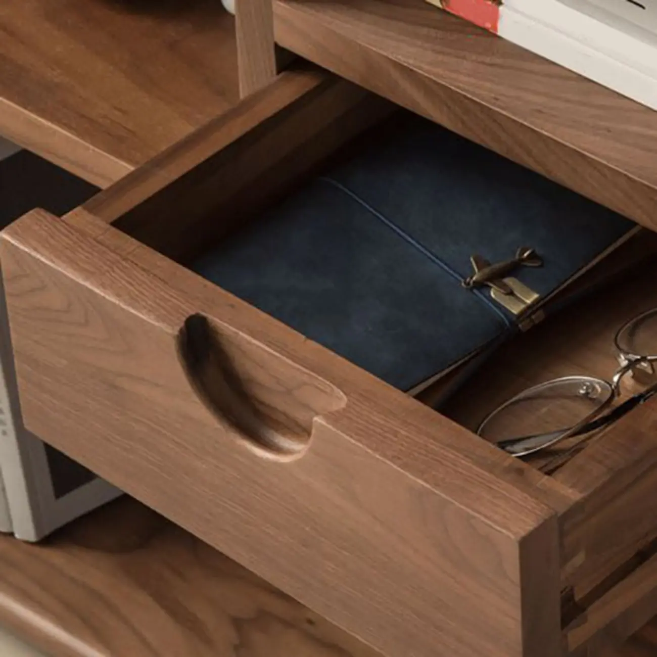 Walnut Wooden Open Shelving End Table for Living Room Image - 9 | homeyfad