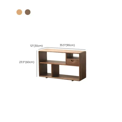 Walnut Wooden Open Shelving End Table for Living Room #size