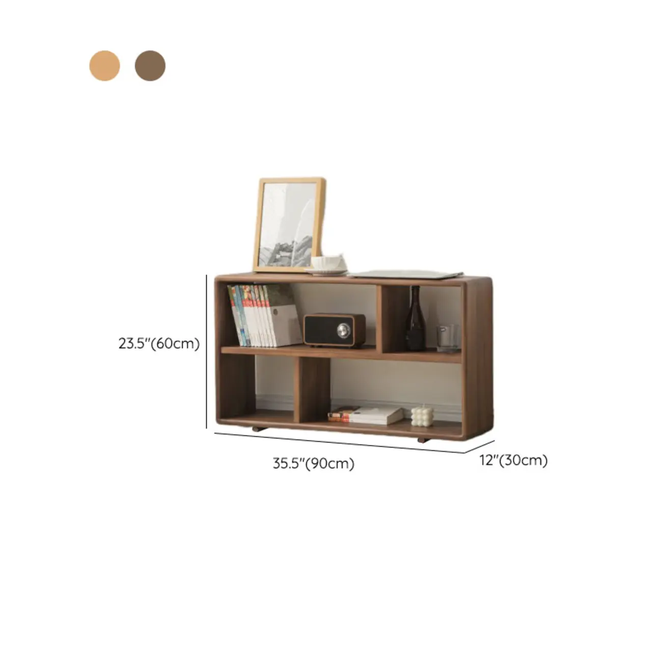 Walnut Wooden Open Shelving End Table for Living Room Image - 14 | homeyfad