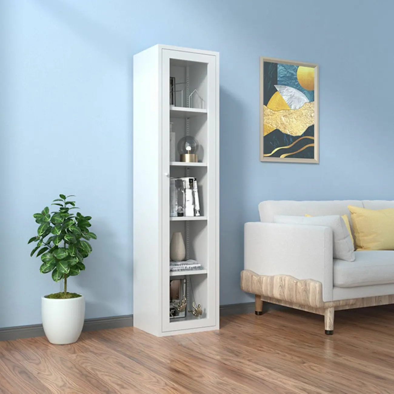 Modern Black Iron Adjustable Display Cabinet for Living Room Image - 4 | homeyfad