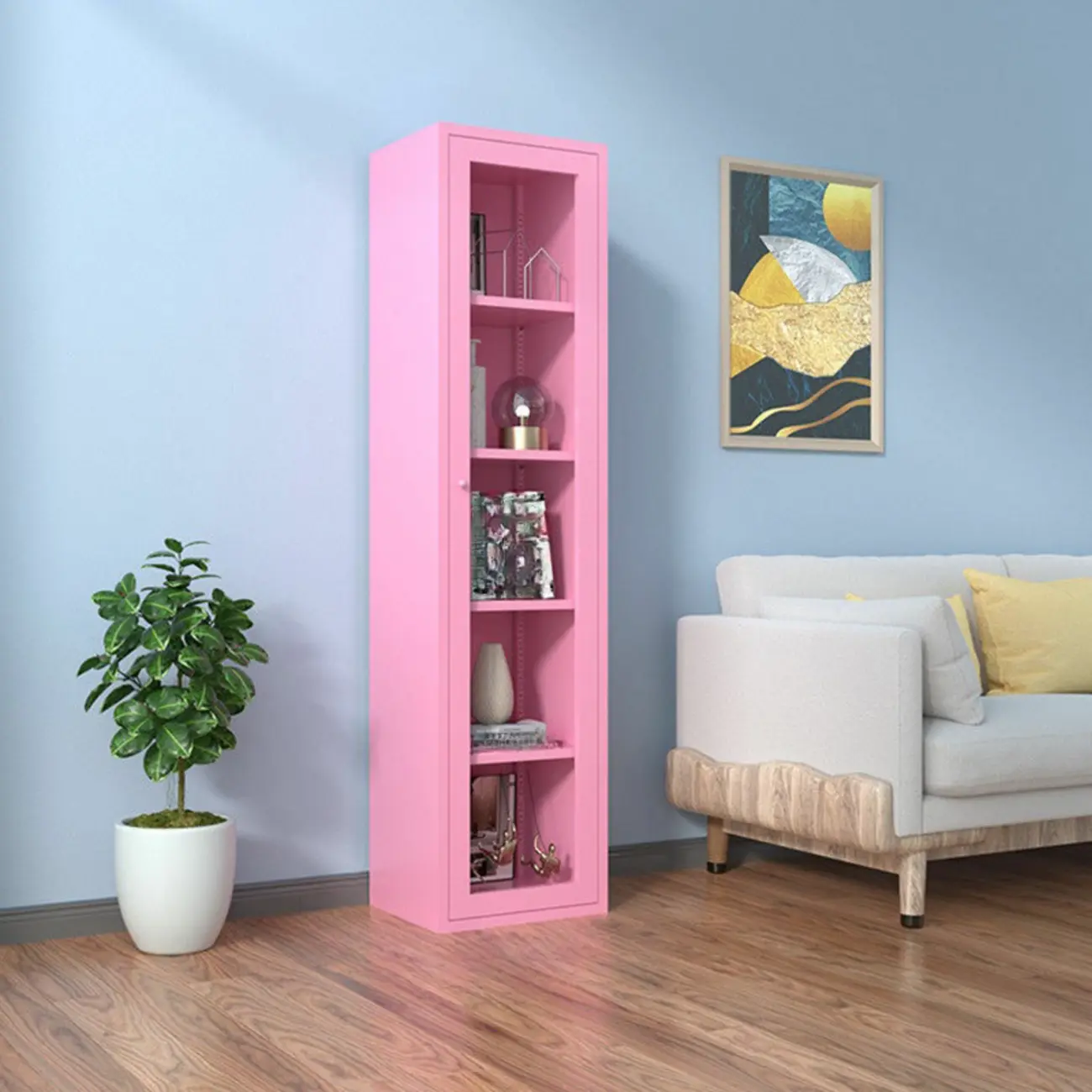 Modern Black Iron Adjustable Display Cabinet for Living Room Image - 5 | homeyfad