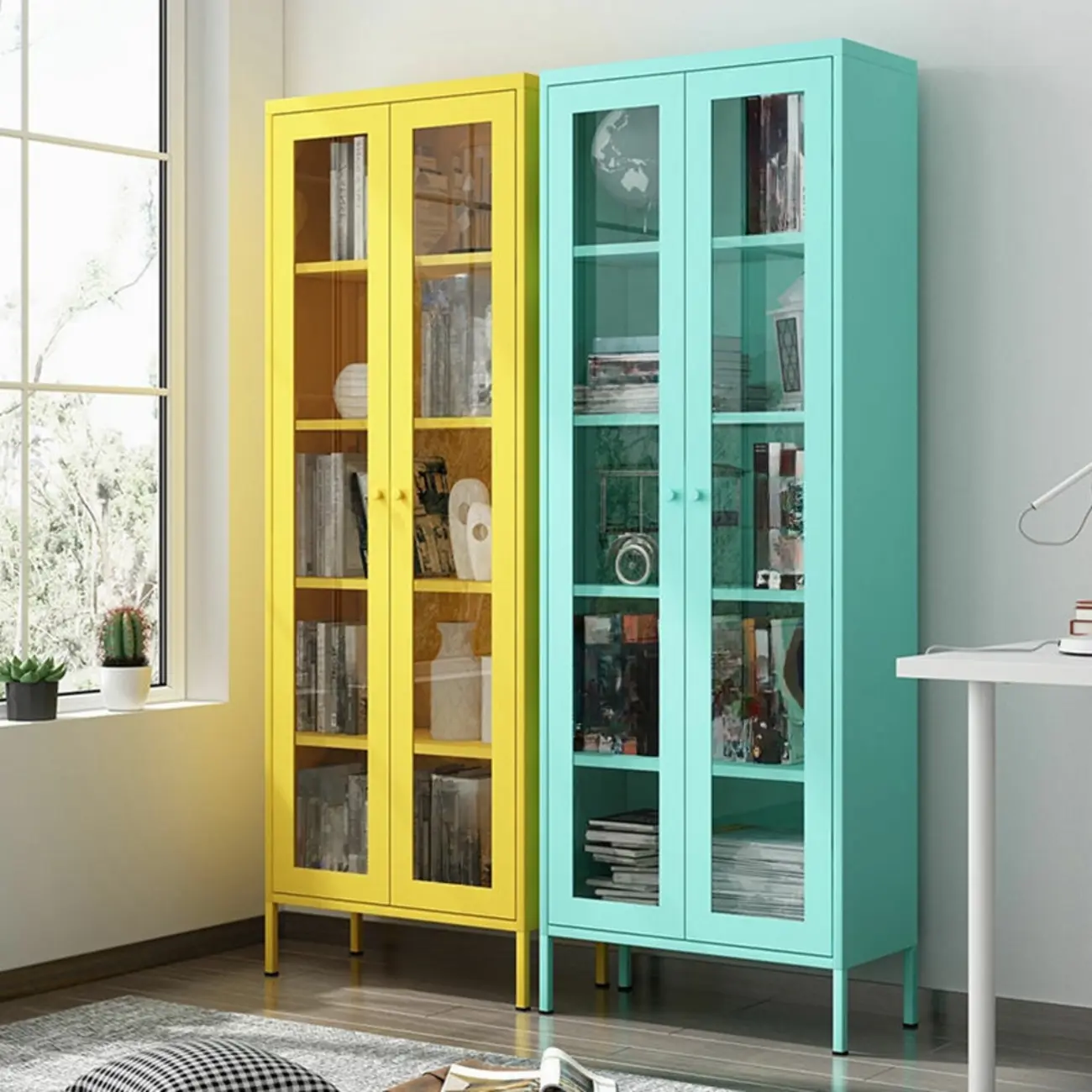 Modern Black Iron Adjustable Display Cabinet for Living Room Image - 7 | homeyfad