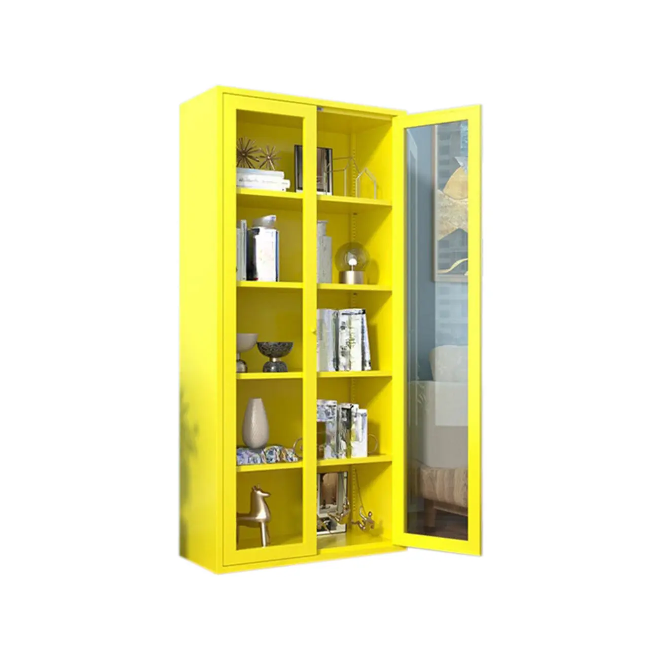 Modern Black Iron Adjustable Display Cabinet for Living Room Image - 9 | homeyfad