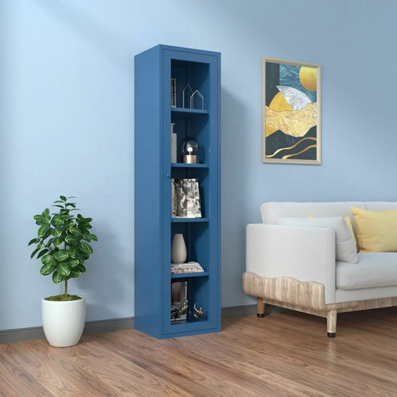 Modern Black Iron Adjustable Display Cabinet for Living Room Image - 12 | homeyfad