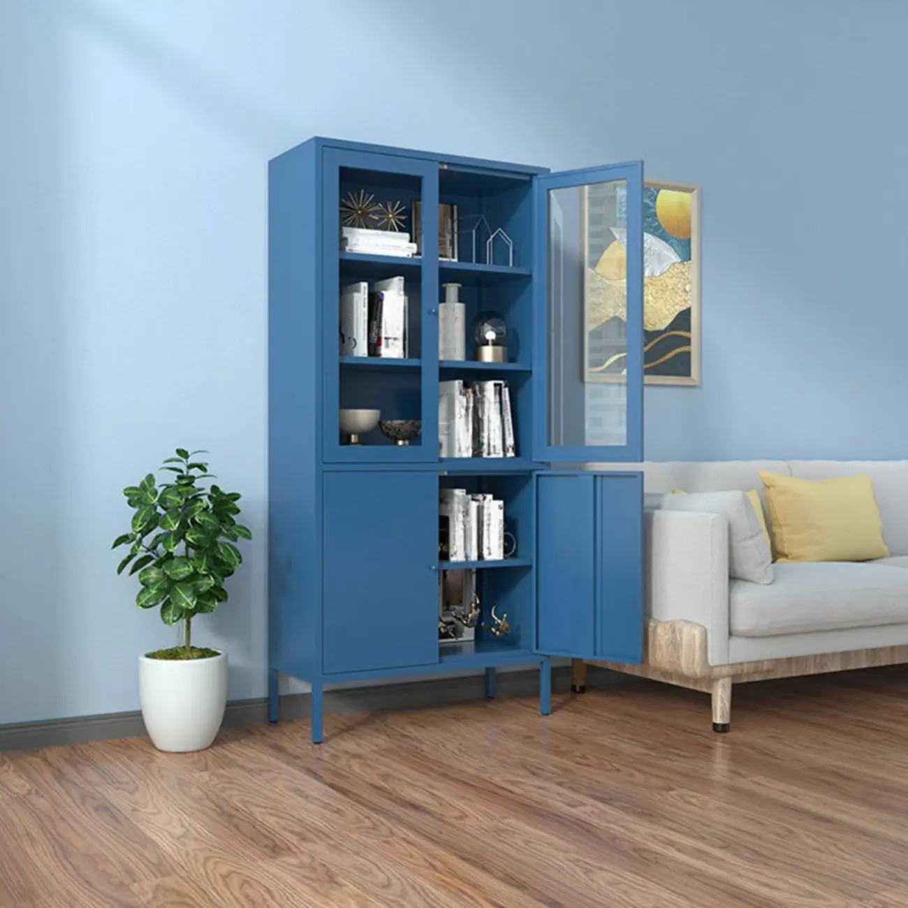 Modern Black Iron Adjustable Display Cabinet for Living Room Image - 24 | homeyfad