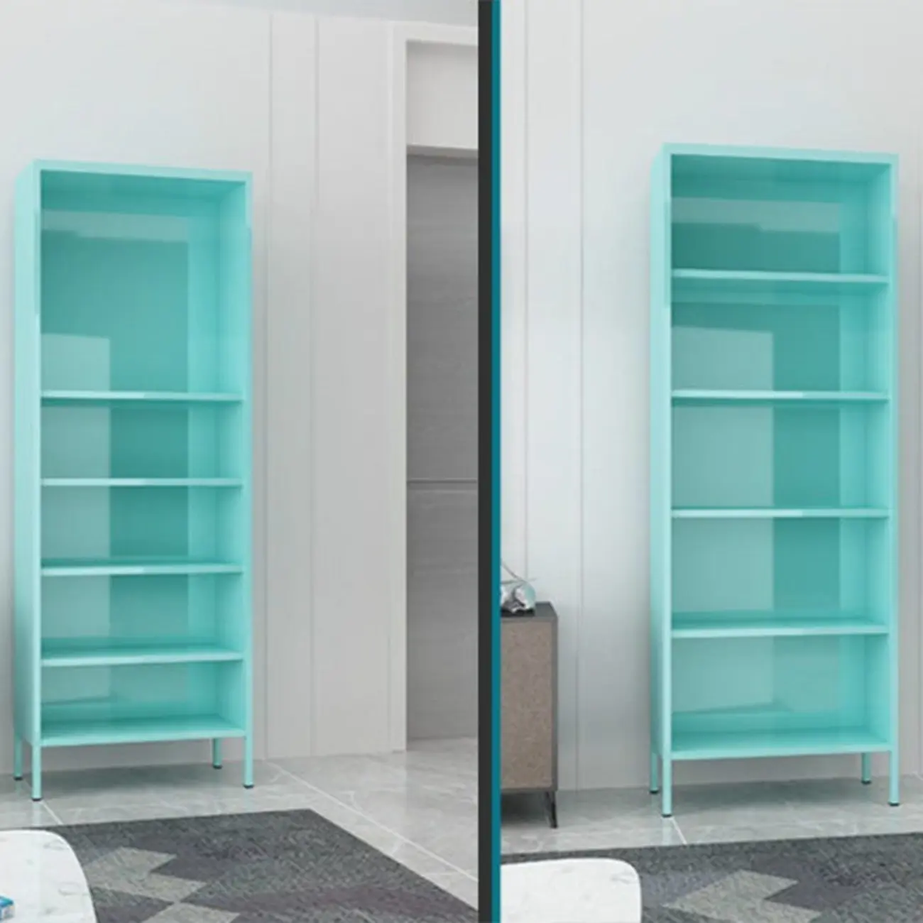 Modern Black Iron Adjustable Display Cabinet for Living Room Image - 25 | homeyfad