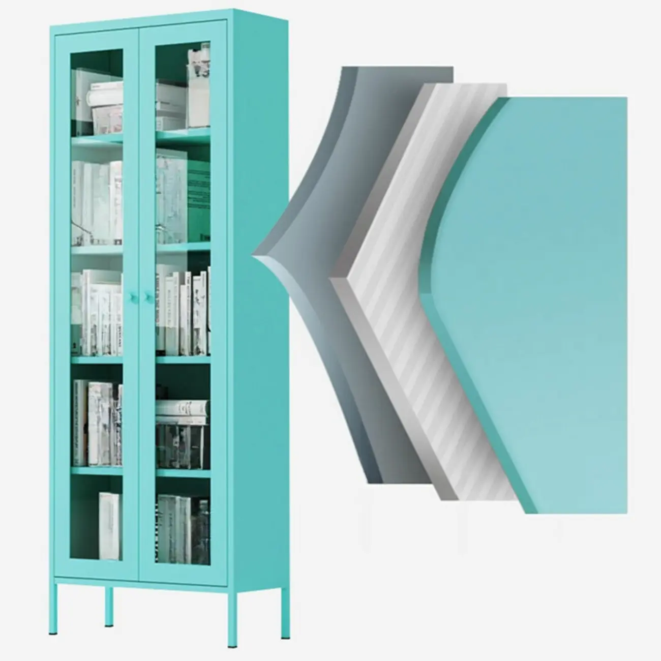 Modern Black Iron Adjustable Display Cabinet for Living Room Image - 27 | homeyfad