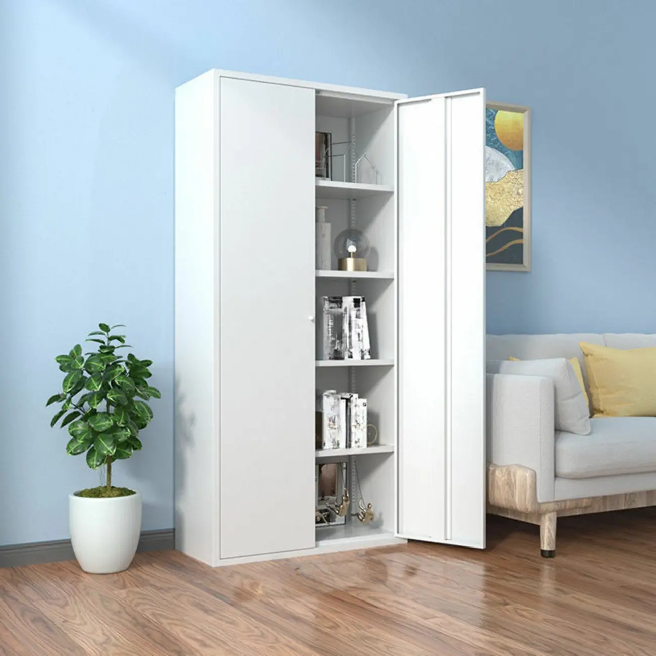 Modern Black Iron Adjustable Display Cabinet for Living Room Image - 28 | homeyfad