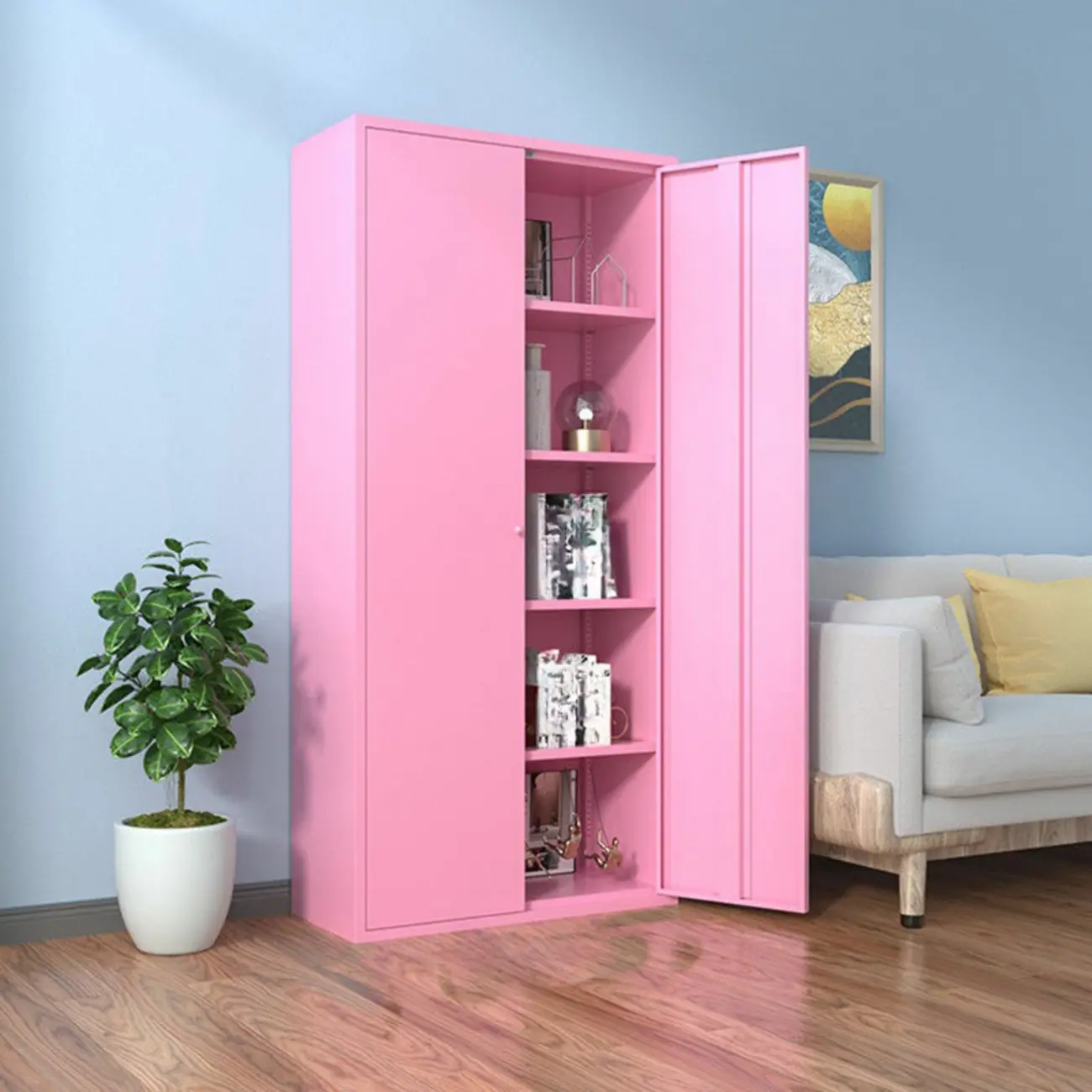 Modern Black Iron Adjustable Display Cabinet for Living Room Image - 29 | homeyfad