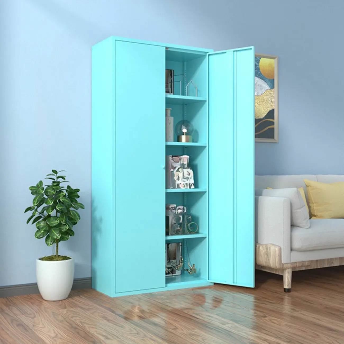 Modern Black Iron Adjustable Display Cabinet for Living Room Image - 32 | homeyfad