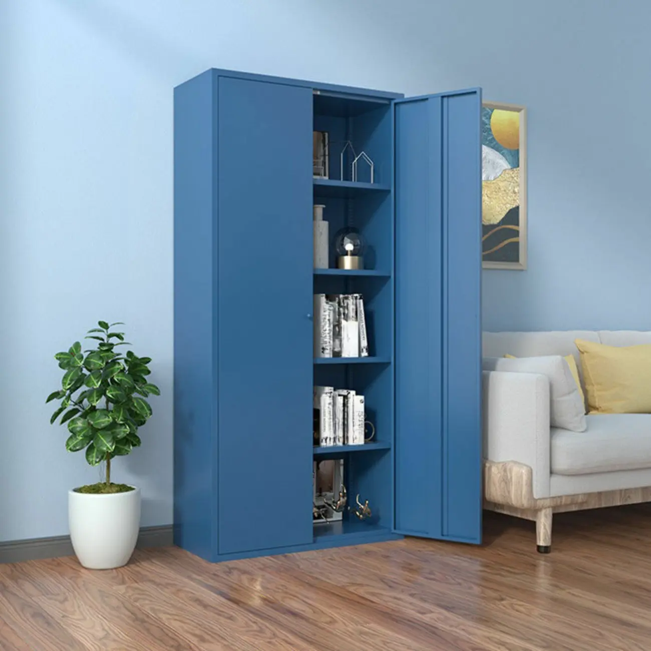 Modern Black Iron Adjustable Display Cabinet for Living Room Image - 33 | homeyfad