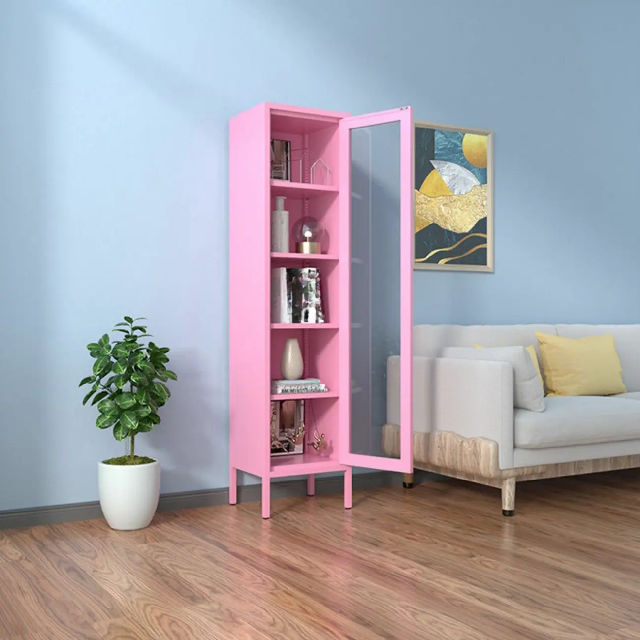 Modern Black Iron Adjustable Display Cabinet for Living Room Image - 36 | homeyfad