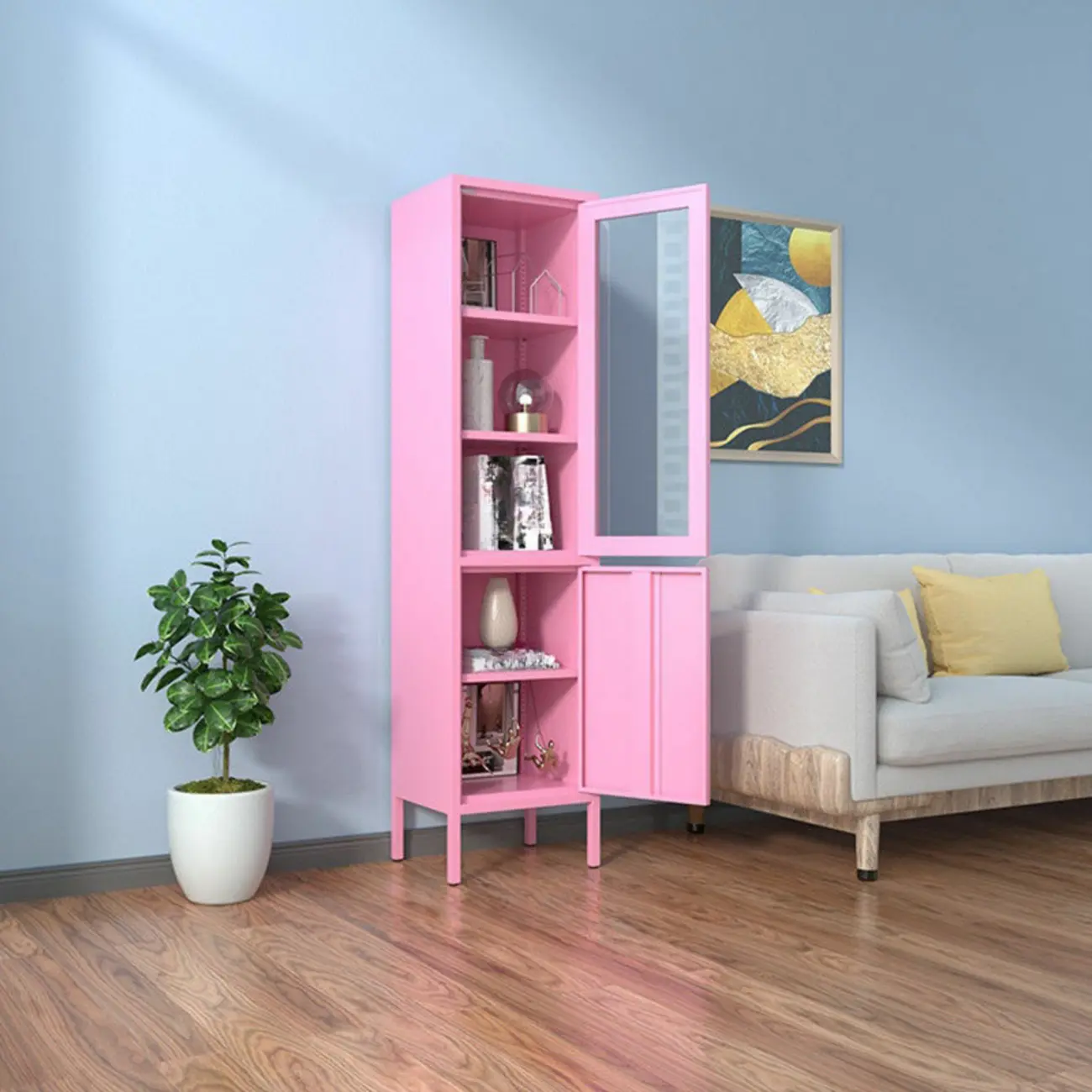 Modern Black Iron Adjustable Display Cabinet for Living Room Image - 42 | homeyfad