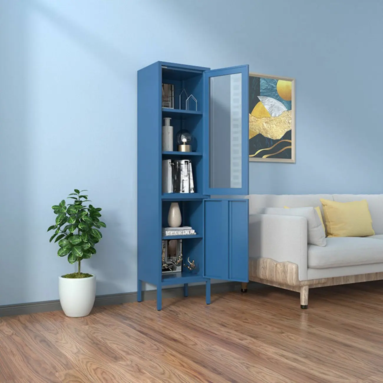 Modern Black Iron Adjustable Display Cabinet for Living Room Image - 45 | homeyfad