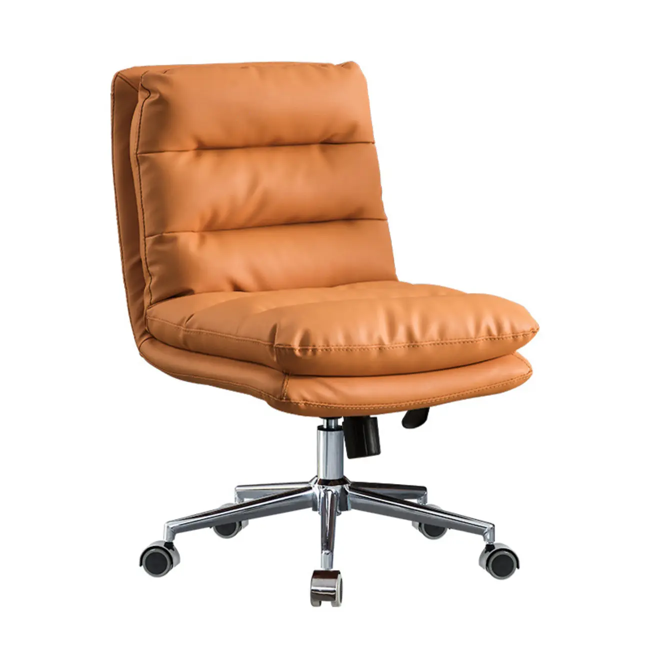 Modern Orange Leather Adjustable Swivel Office Chair Image - 7 | homeyfad