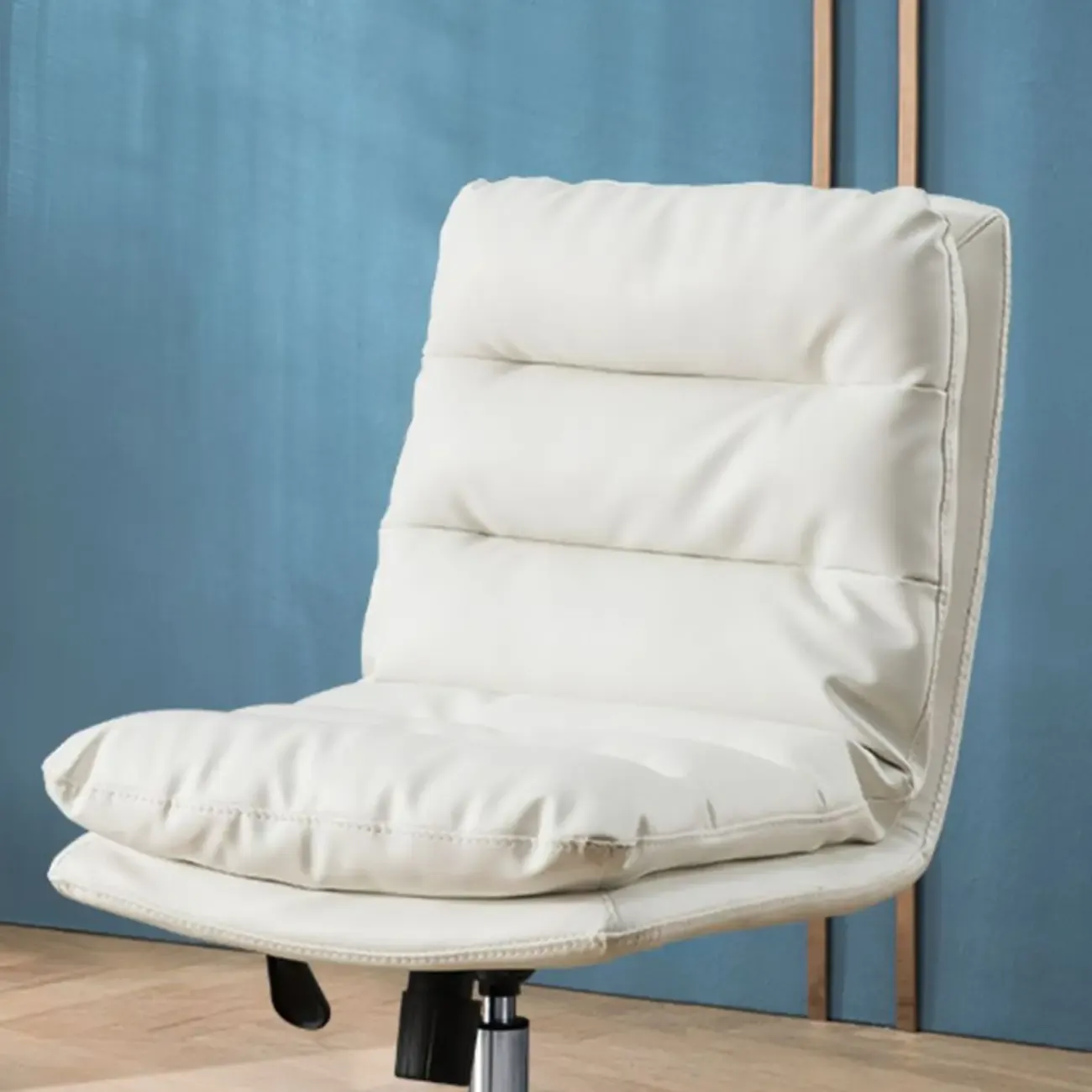 Modern Orange Leather Adjustable Swivel Office Chair Image - 5