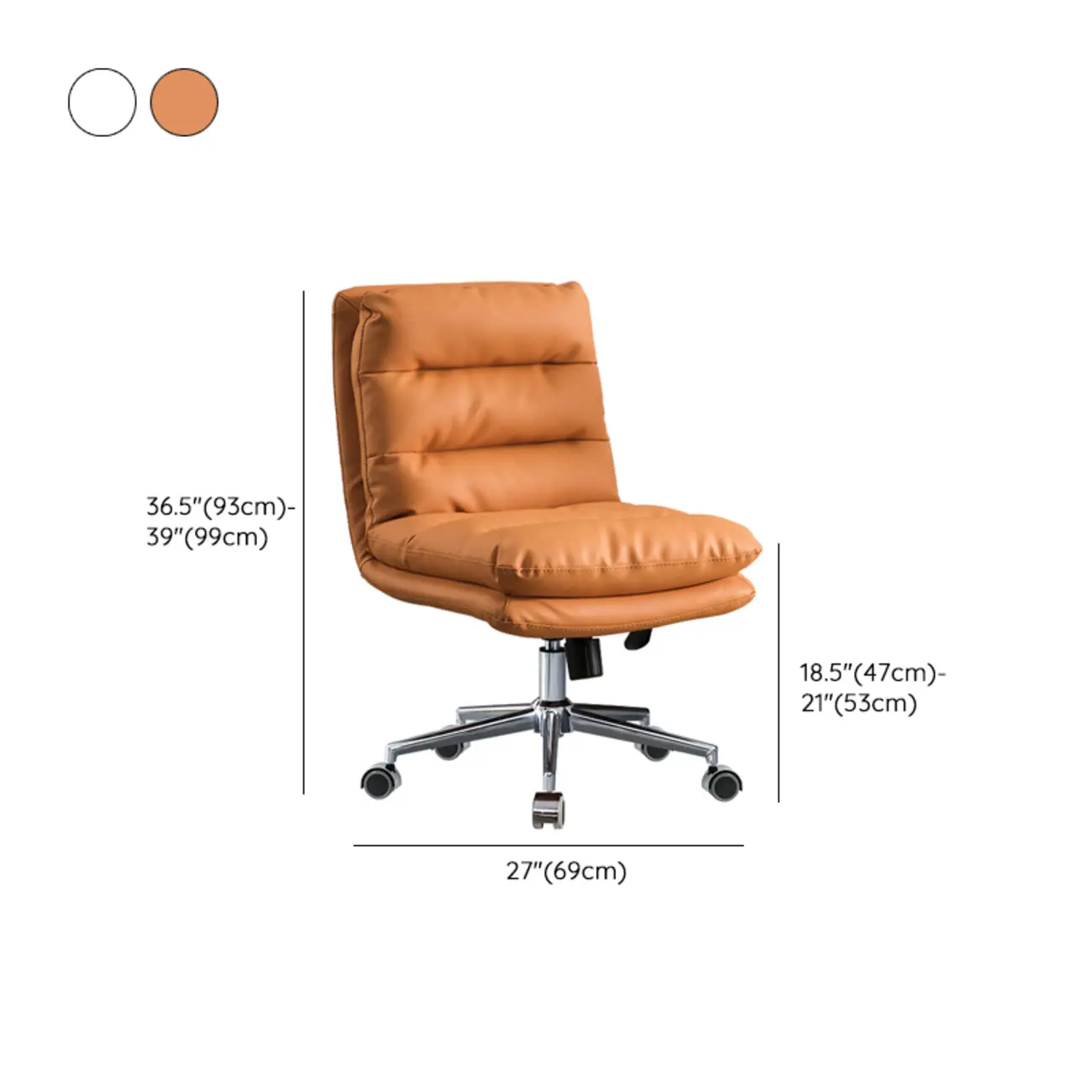 Modern Orange Leather Adjustable Swivel Office Chair #size | homeyfad