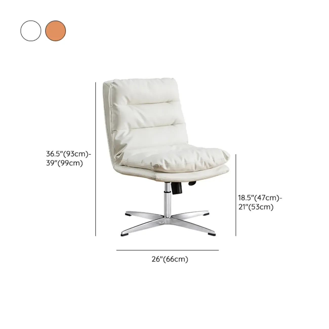 Modern Orange Leather Adjustable Swivel Office Chair Image - 11