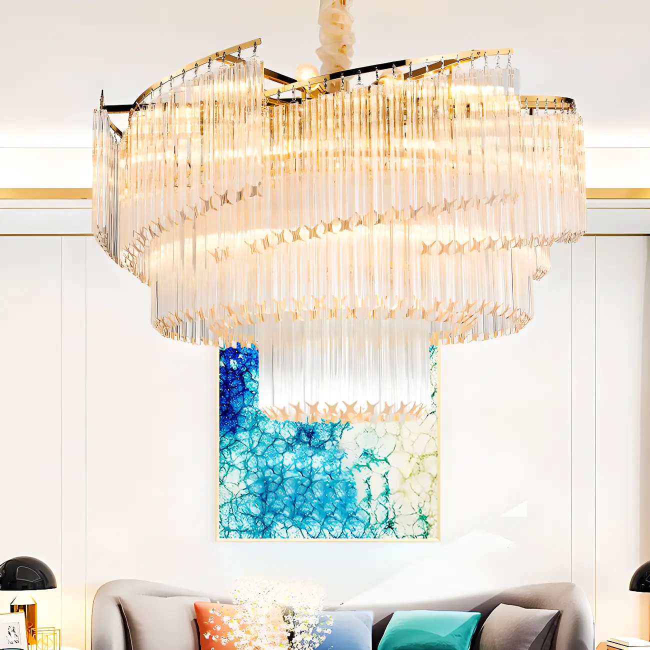 Gold Crystal Linear Chandelier with Modern Design Image - 2 | homeyfad