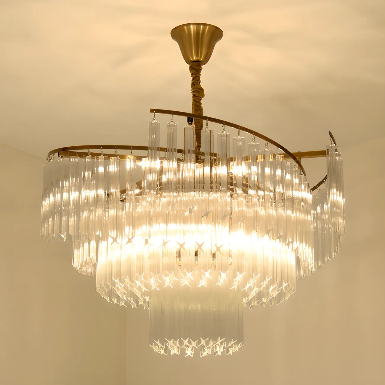Gold Crystal Linear Chandelier with Modern Design Image - 5 | homeyfad