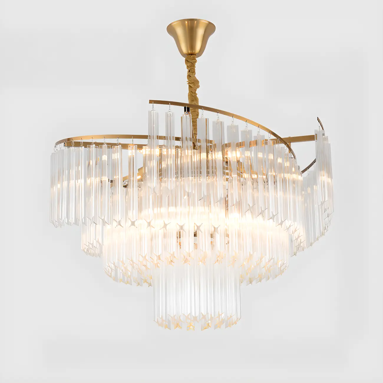 Gold Crystal Linear Chandelier with Modern Design Image - 13 | homeyfad