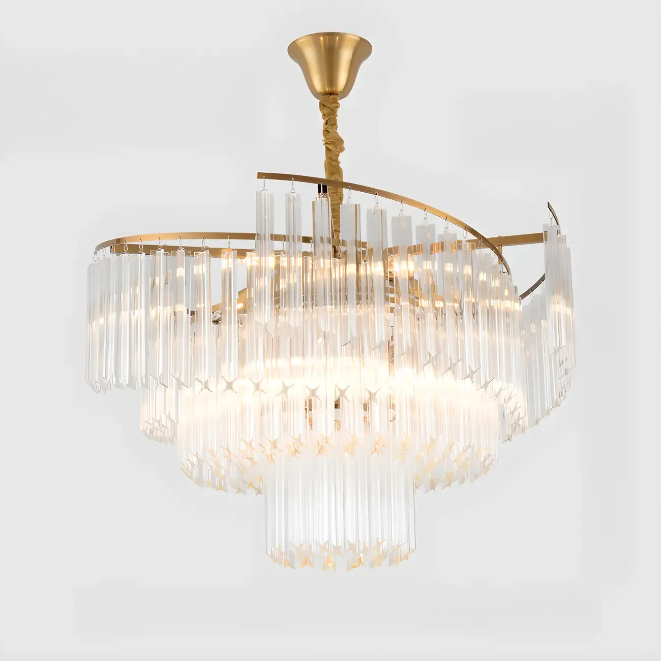 Gold Crystal Linear Chandelier with Modern Design Image - 13