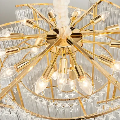 Gold Crystal Linear Chandelier with Modern Design Image - 6