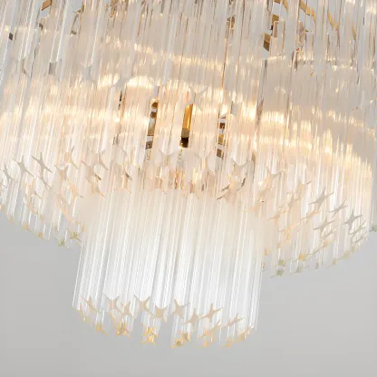 Gold Crystal Linear Chandelier with Modern Design Image - 7