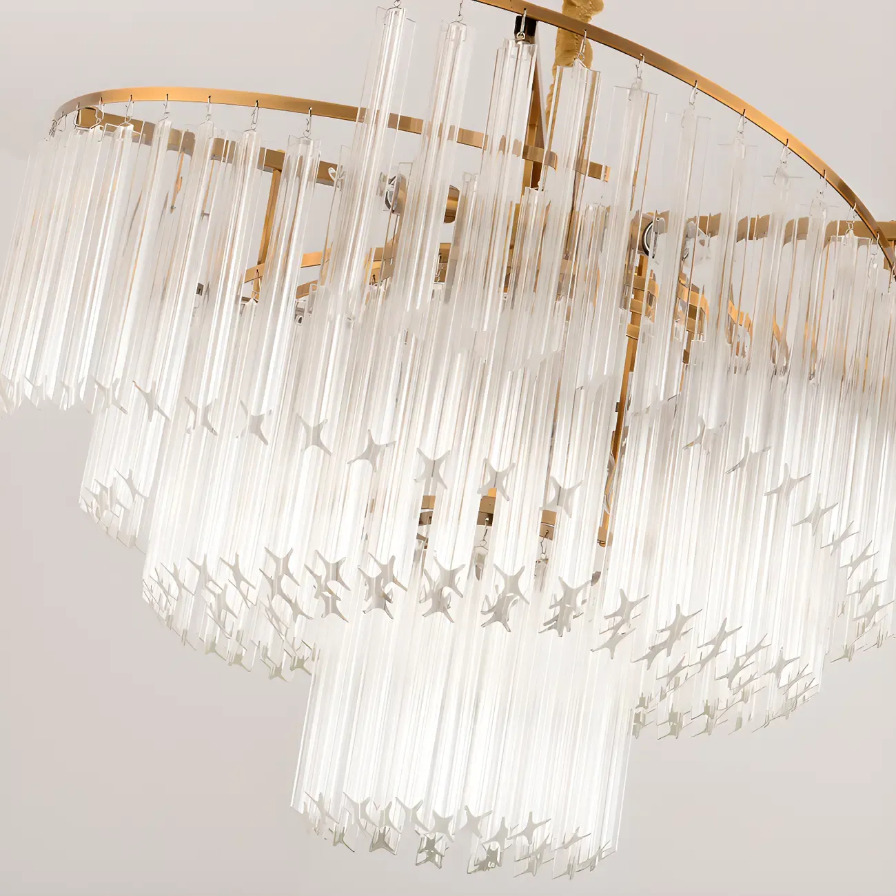 Gold Crystal Linear Chandelier with Modern Design Image - 10