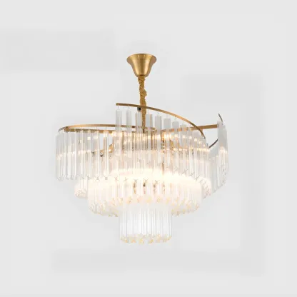 Gold Crystal Linear Chandelier with Modern Design Image - 14