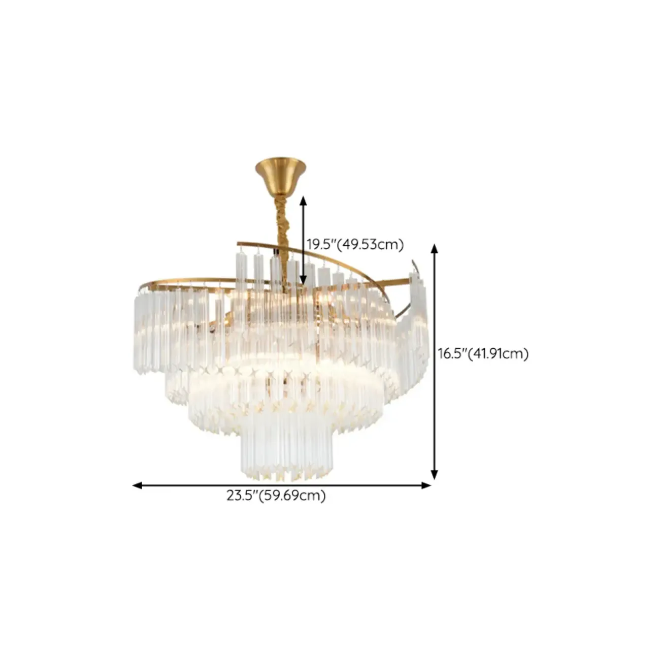Gold Crystal Linear Chandelier with Modern Design #size