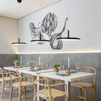 Modern Round LED Pendant Light Adjustable Length for Dining Image - 8