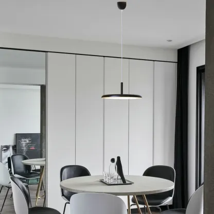 Modern Round LED Pendant Light Adjustable Length for Dining Image - 16