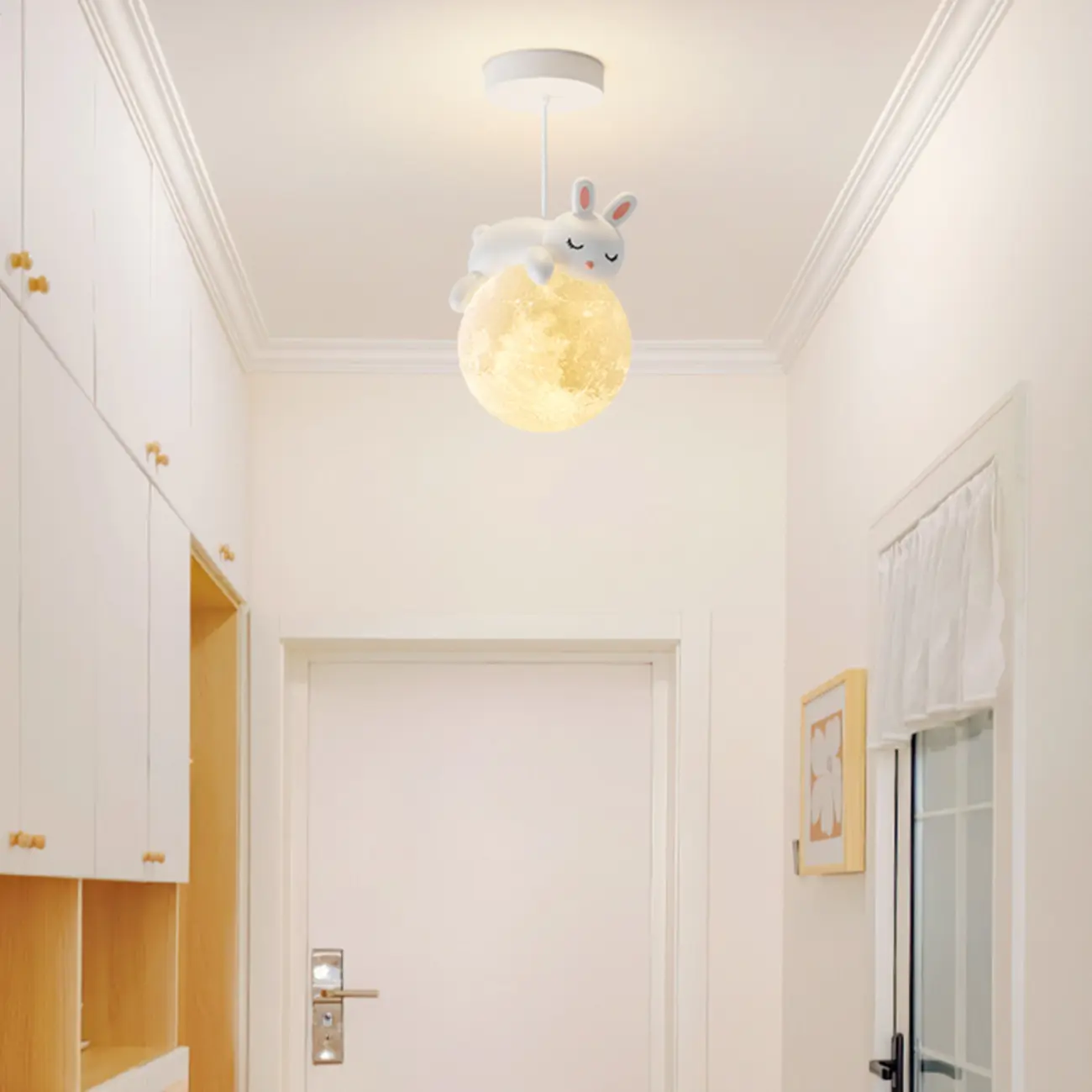 Cartoon Animal White Metal Acrylic Globe Pendant Light Image - 1 | homeyfad