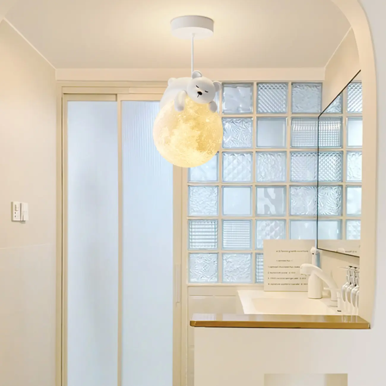 Cartoon Animal White Metal Acrylic Globe Pendant Light Image - 5 | homeyfad