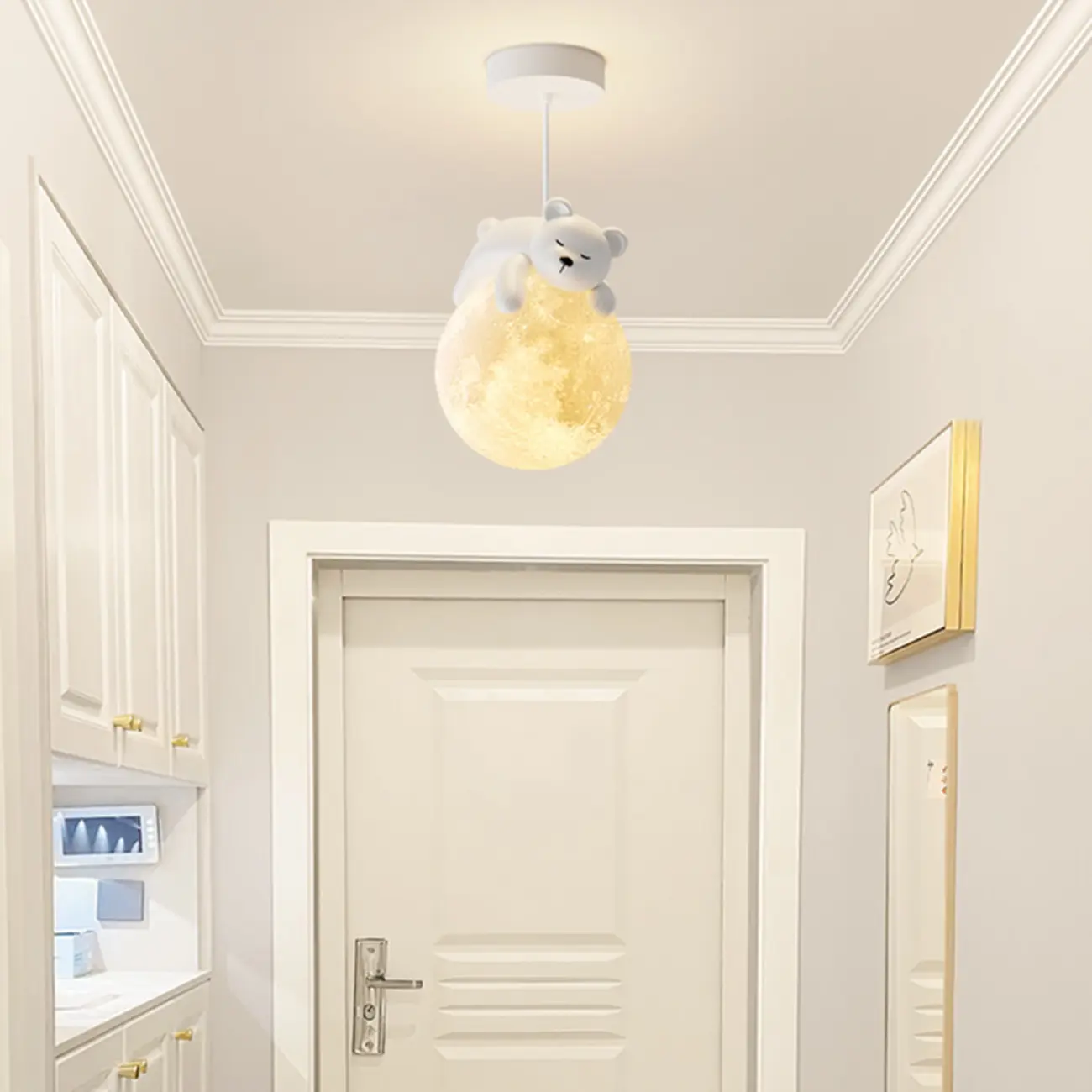 Cartoon Animal White Metal Acrylic Globe Pendant Light Image - 6 | homeyfad