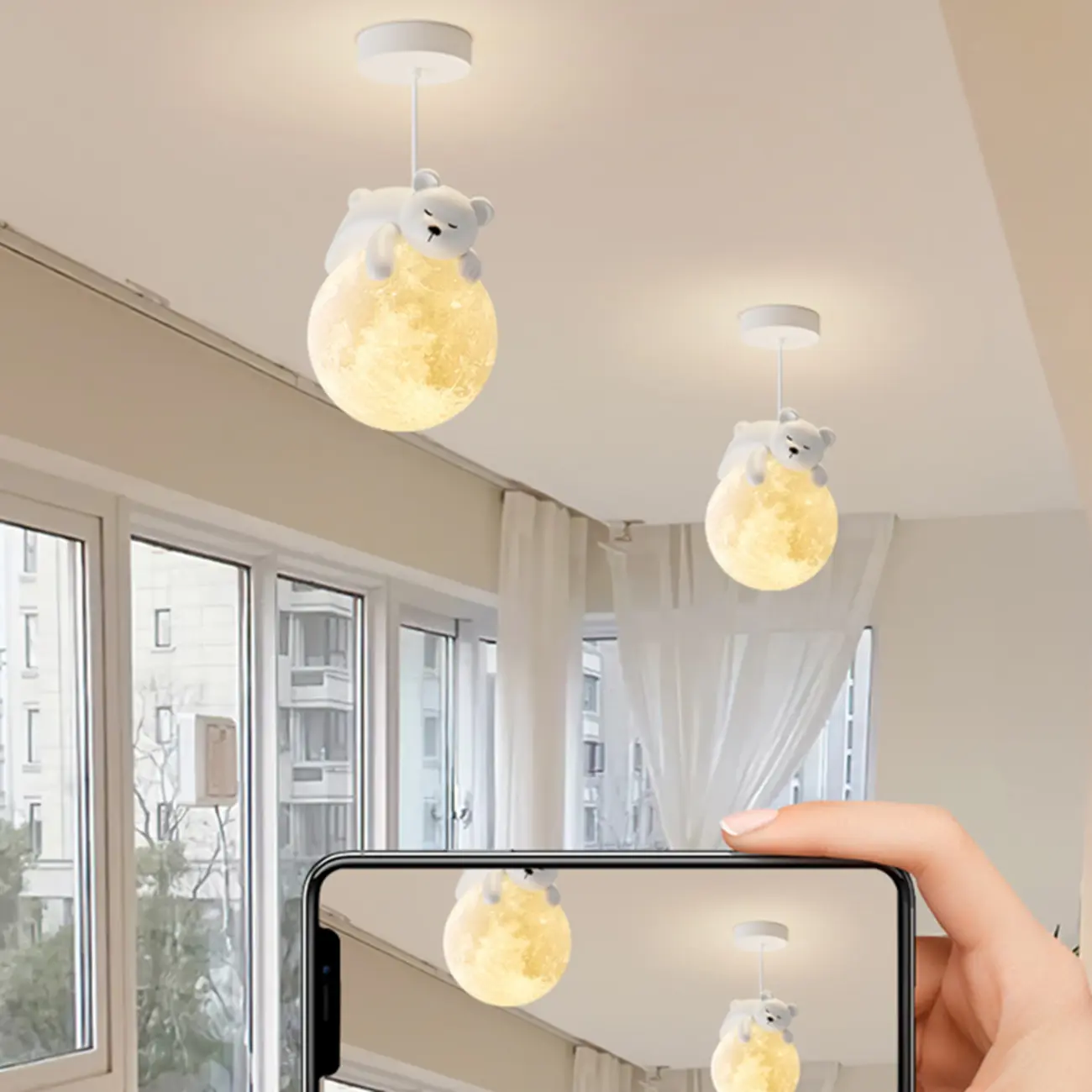 Cartoon Animal White Metal Acrylic Globe Pendant Light Image - 12 | homeyfad