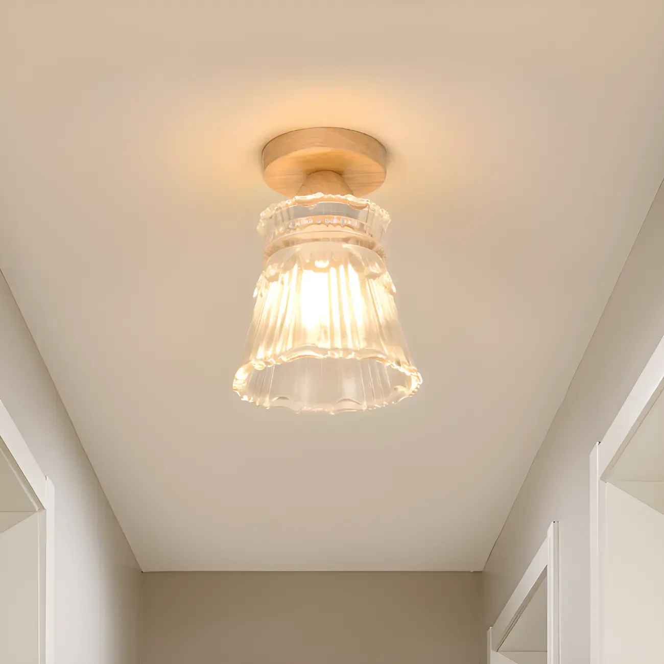 Modern 6" Glass Semi Flush Ceiling Light for Hallway Decor Image - 2