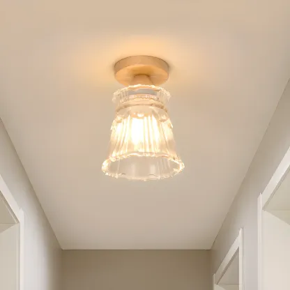 Modern 6" Glass Semi Flush Ceiling Light for Hallway Decor Image - 2