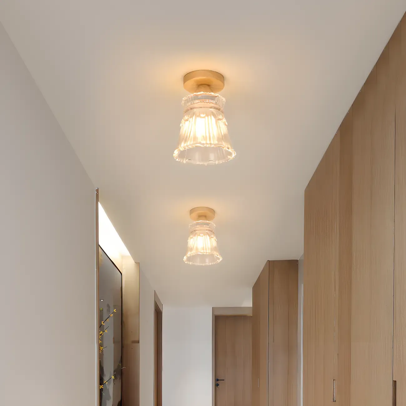 Modern 6" Glass Semi Flush Ceiling Light for Hallway Decor Image - 3
