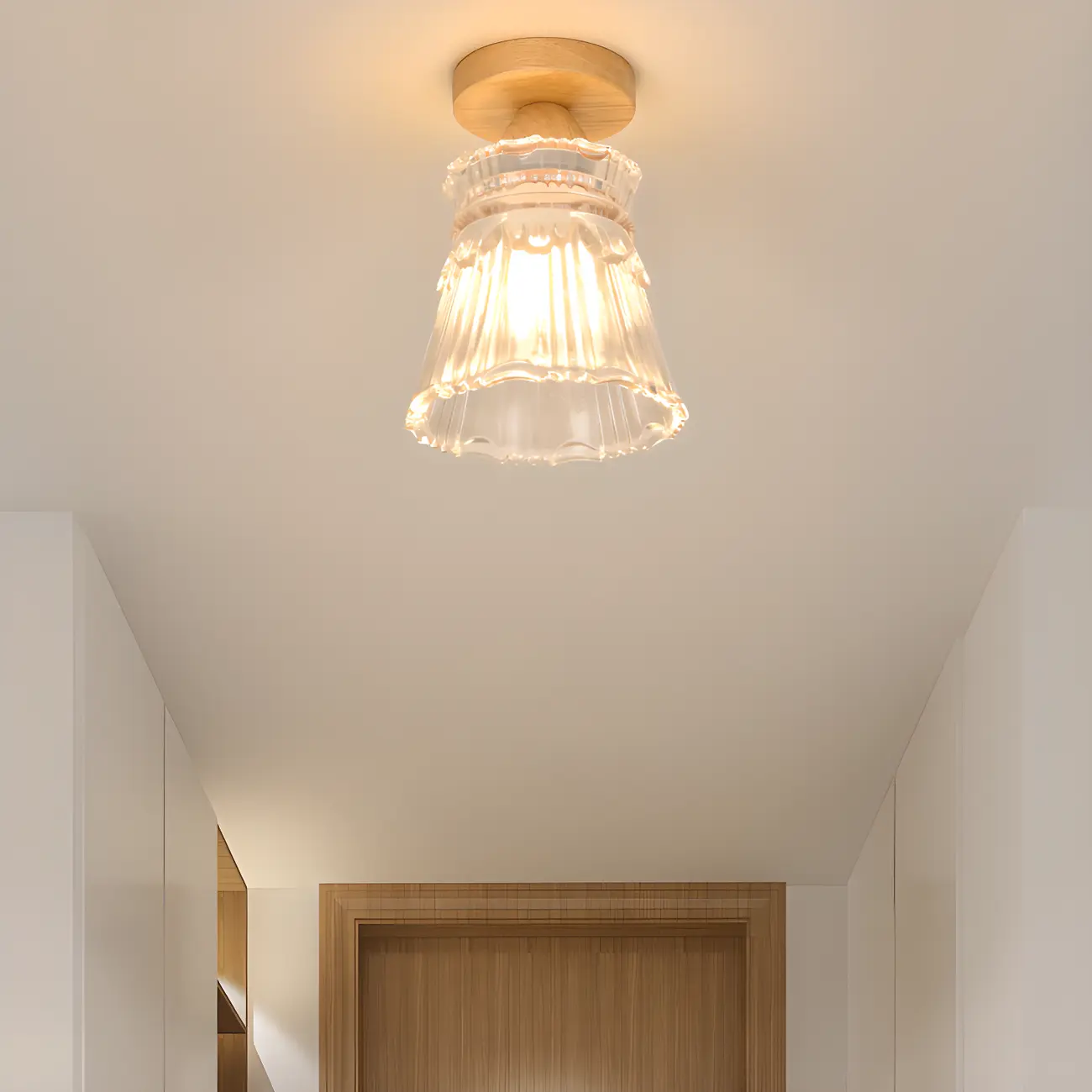 Modern 6" Glass Semi Flush Ceiling Light for Hallway Decor Image - 4 | homeyfad