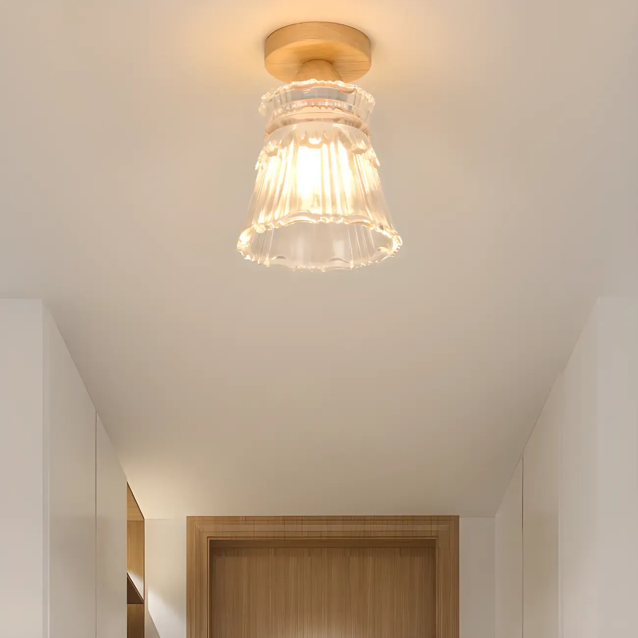 Modern 6" Glass Semi Flush Ceiling Light for Hallway Decor Image - 4