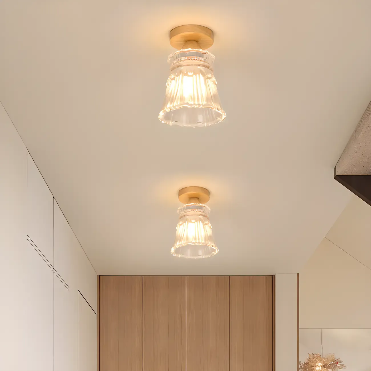 Modern 6" Glass Semi Flush Ceiling Light for Hallway Decor Image - 5