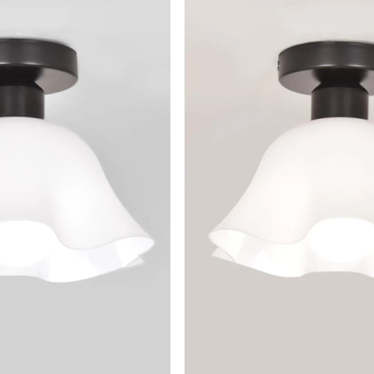 White Flower Glass Shade Metal Semi Flush Ceiling Light Image - 15 | homeyfad