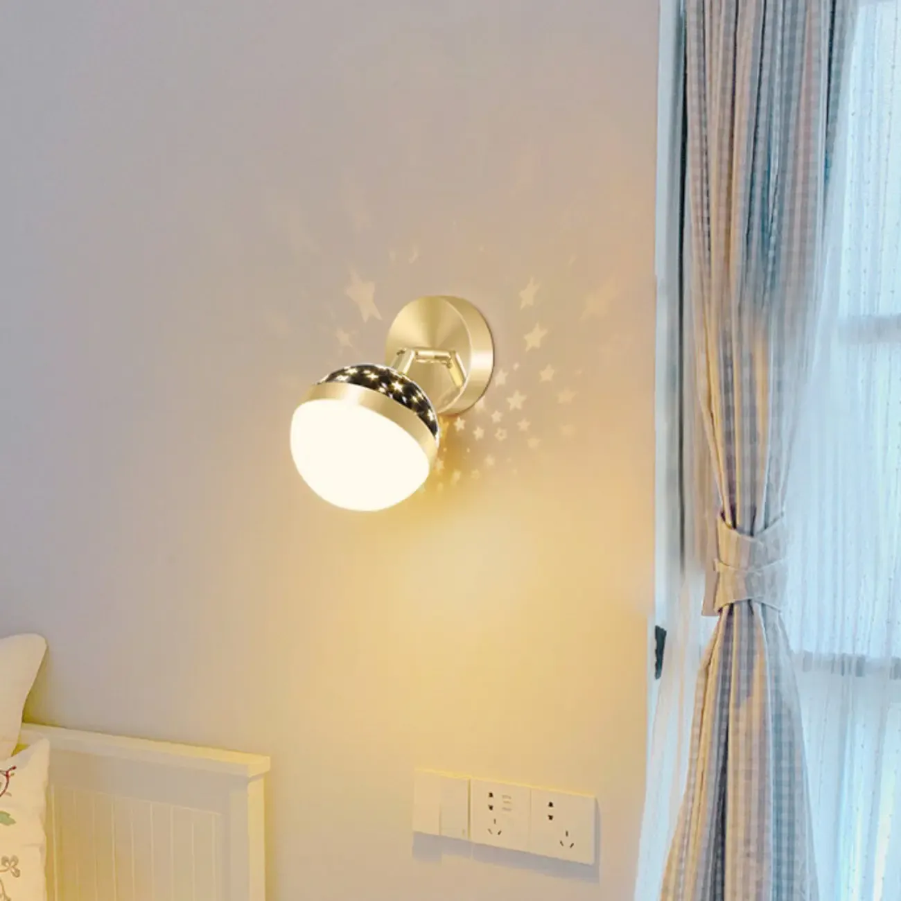 Modern Gold Black Star Design Adjustable Wall Sconce Image - 6