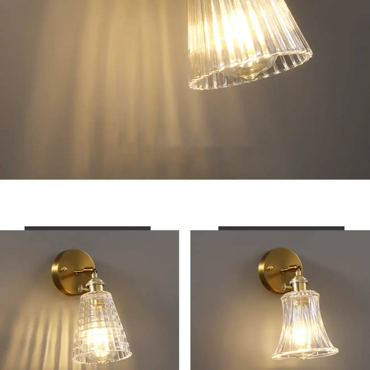Art Deco Gold Transparent Glass Wall Sconce Image - 7