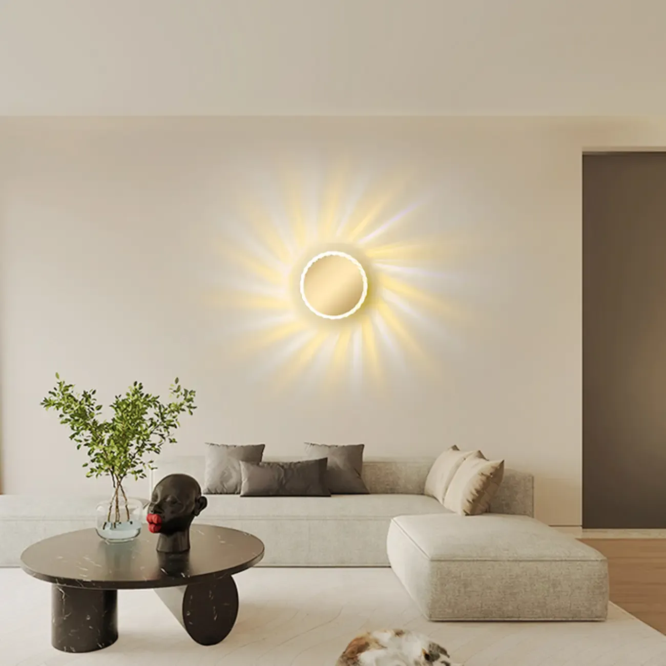Minimalist Metal Round Sun-Shape Wall Sconce Image - 5