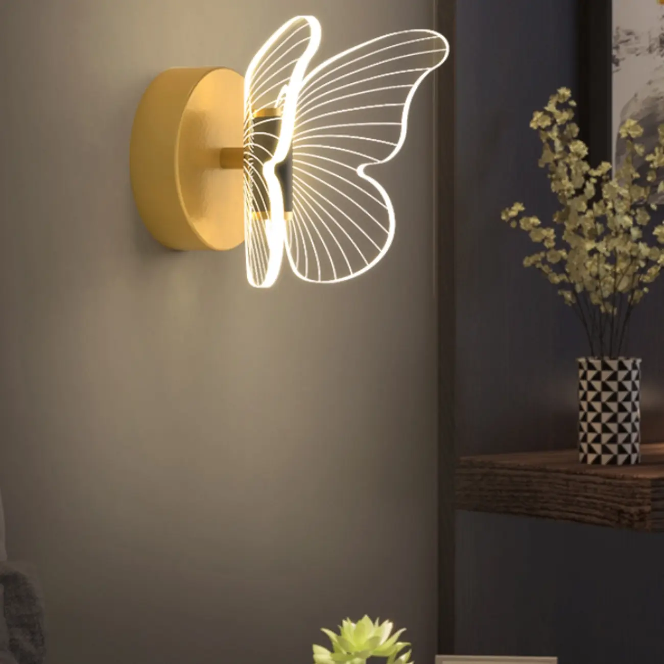 Modern Butterfly Wall Light with Gold Finish for Living Room Image - 2 | homeyfad