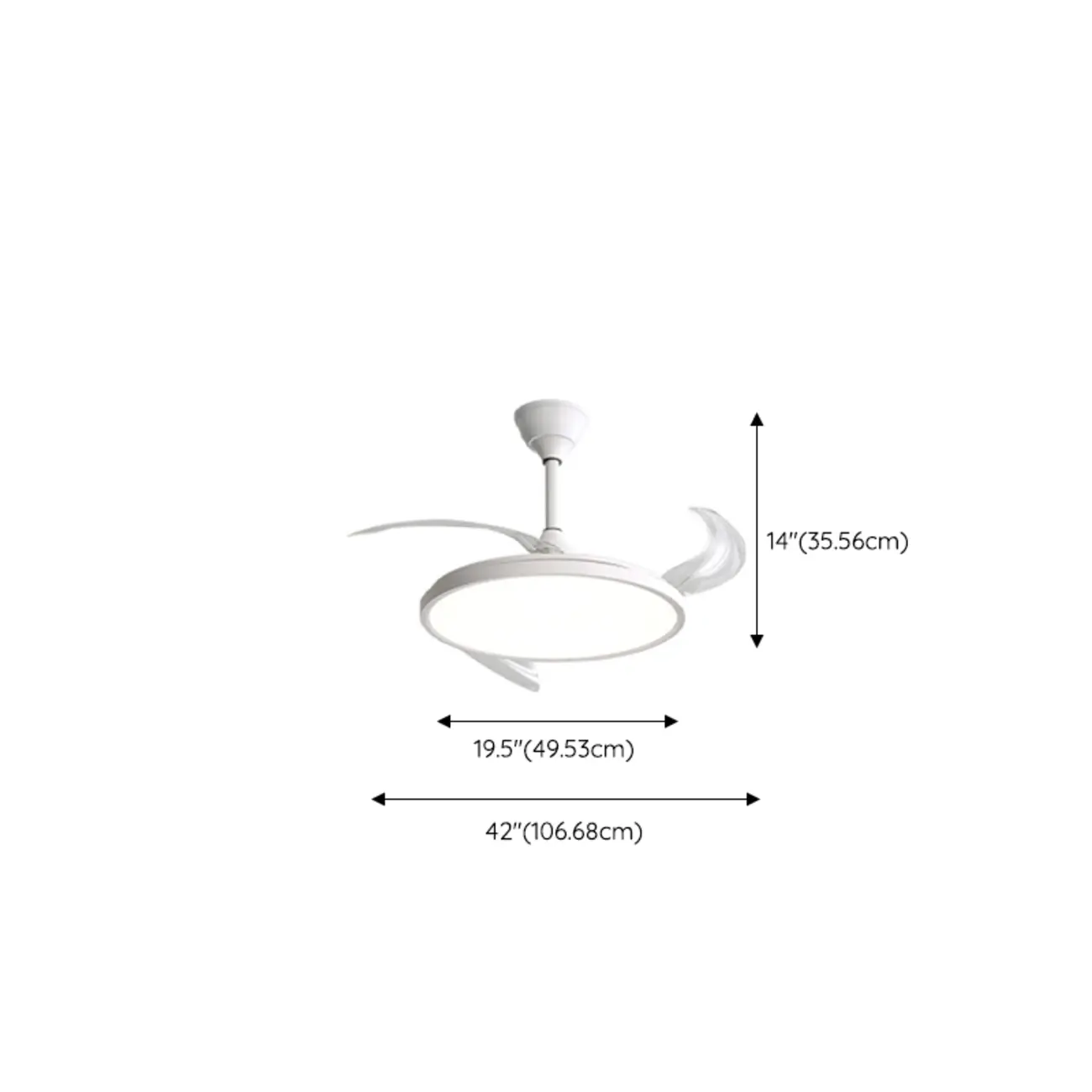 42 Inch Ceiling Fan with Light Retractable Blades for Living Room #size