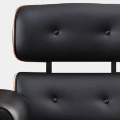 Swivel Black Leather Adjustable Office Chair Image - 7